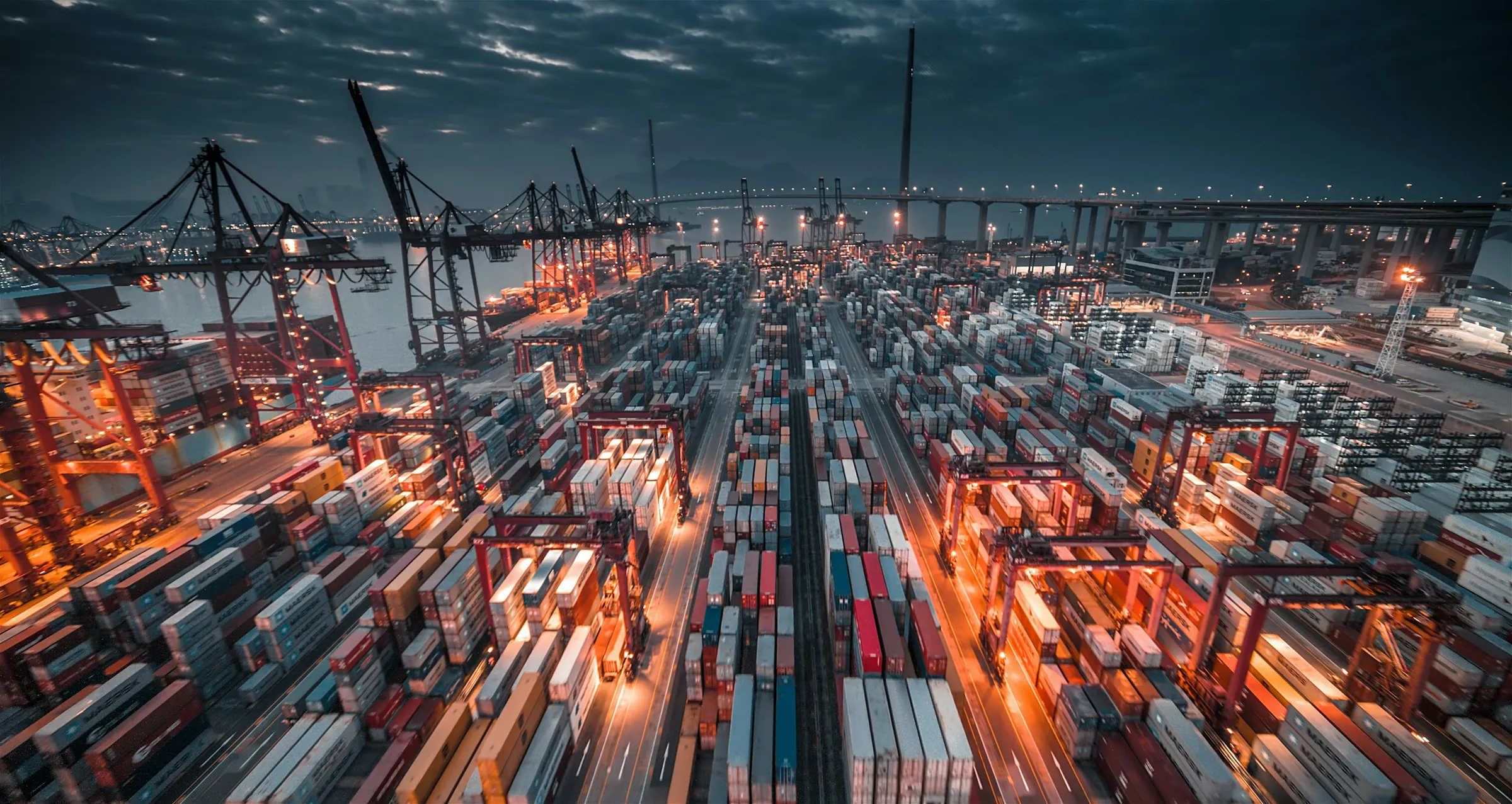 Container port at night